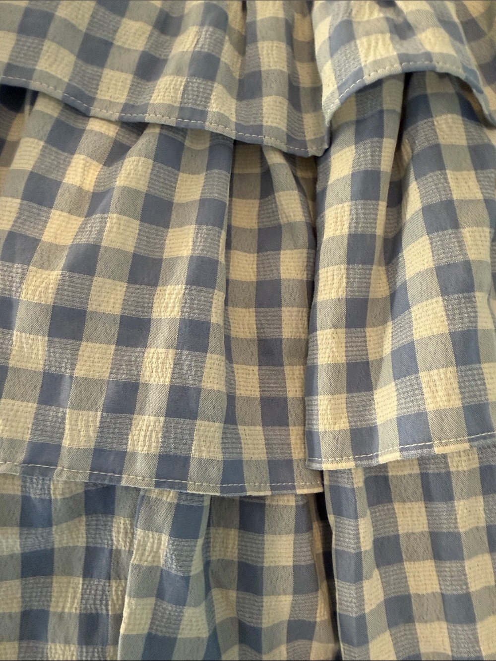Blue Gingham Ruffle Mini Dress with Spaghetti Straps - Picture 5 of 6
